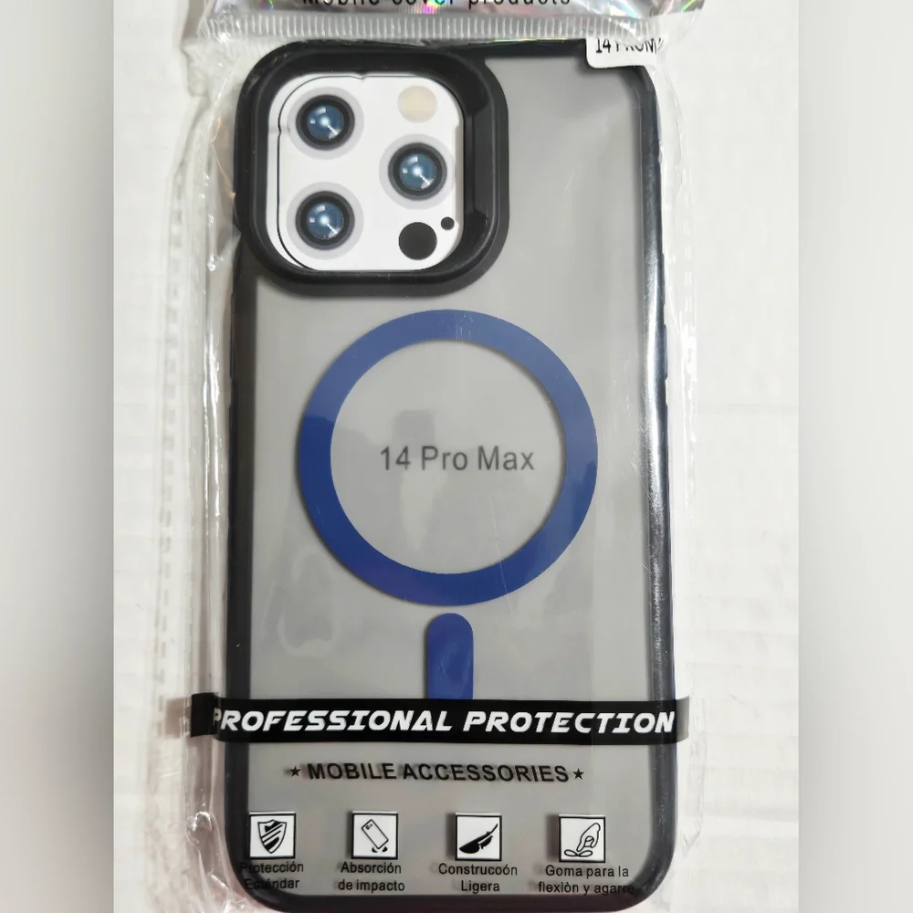 iPhone 14 Pro Max Magnetic Case Clear Frosted Back Black Bumper Shockproof Cover